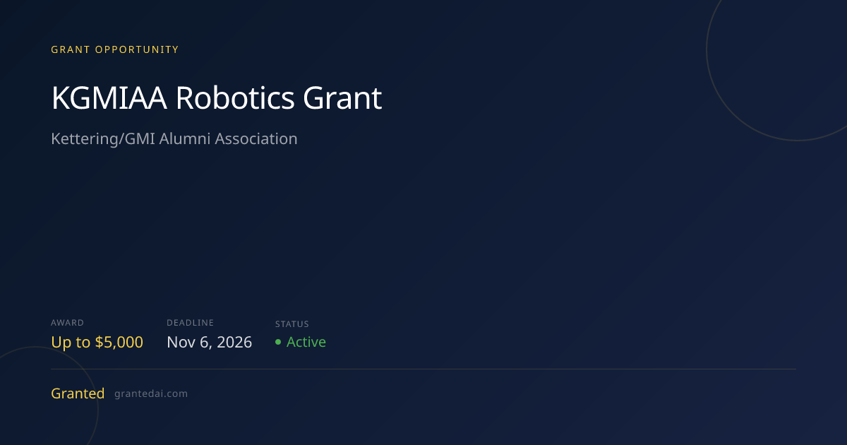 KGMIAA Robotics Grant (2026) | Granted AI