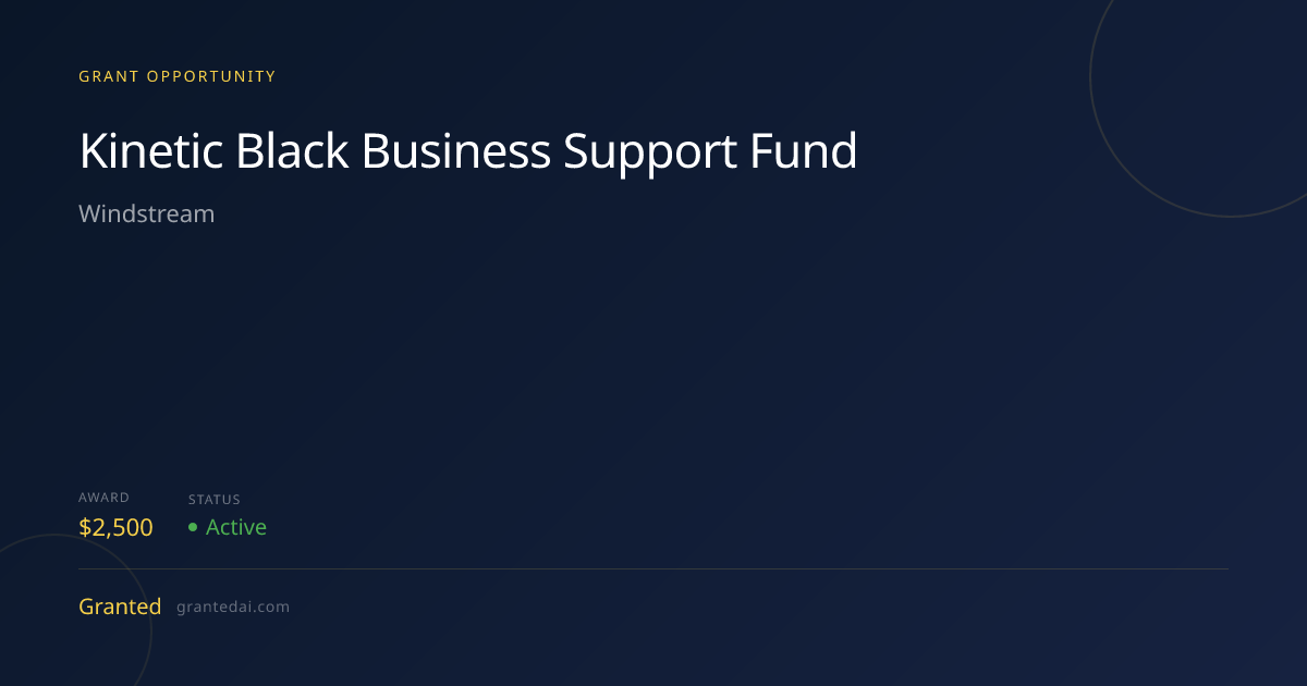Kinetic Black Business Support Fund (2026) | Granted AI