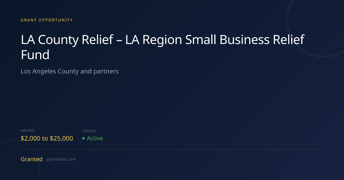 LA County Relief – LA Region Small Business Relief Fund (2026) | Granted AI
