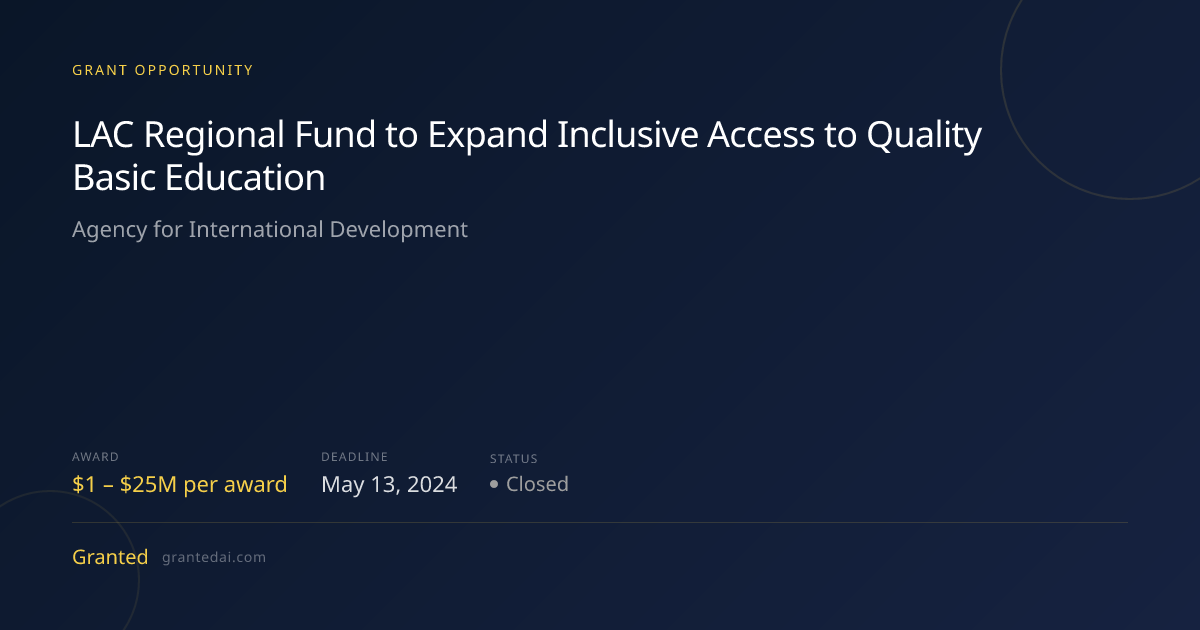 LAC Regional Fund to Expand Inclusive Access to Quality Basic Education ...