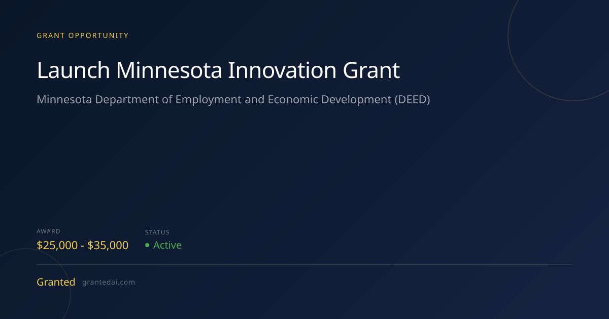 $35K for Small Businesses: Launch Minnesota Innovation Grant | Granted AI