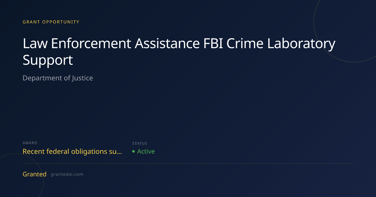 Law Enforcement Assistance FBI Crime Laboratory Support (2026) | Granted AI