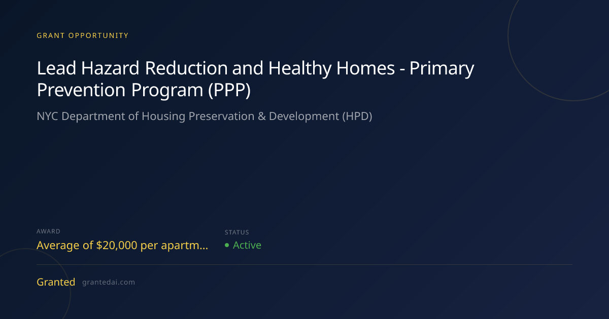 Lead Hazard Reduction and Healthy Homes - Primary Prevention Program ...