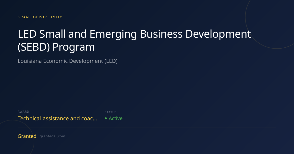 LED Small and Emerging Business Development (SEBD) Program (2026 ...