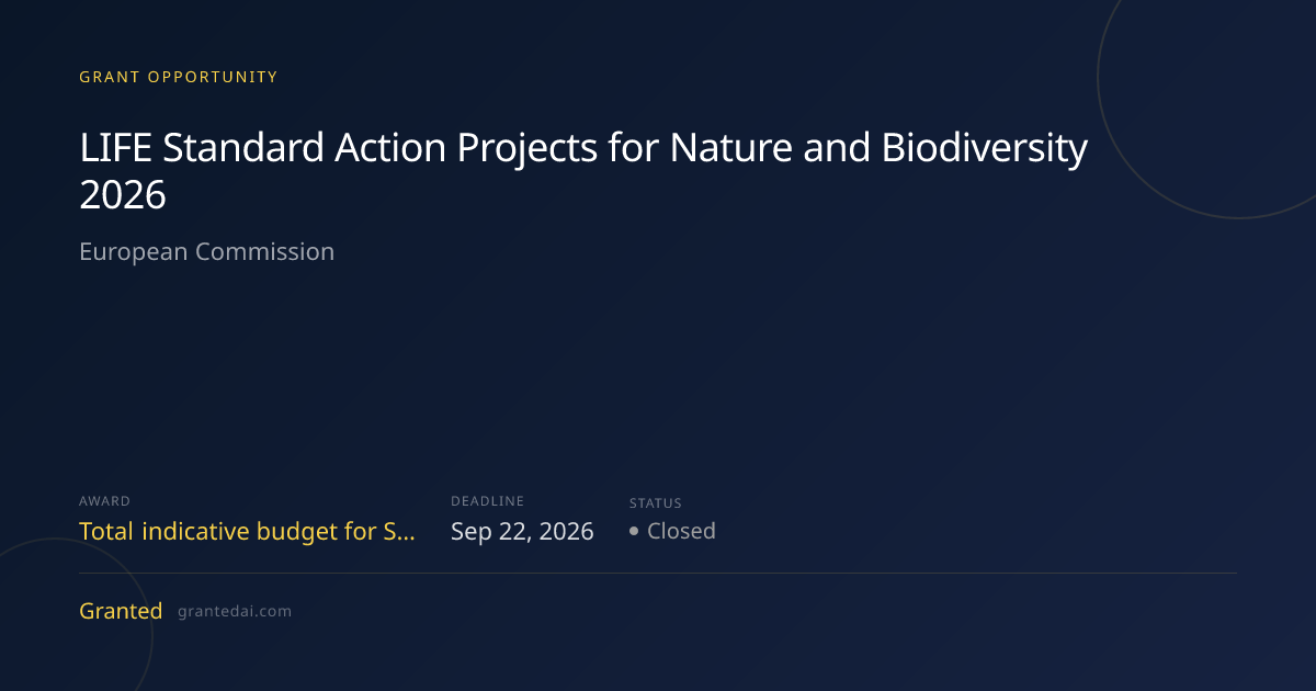 LIFE Standard Action Projects for Nature and Biodiversity 2026 (2026 ...