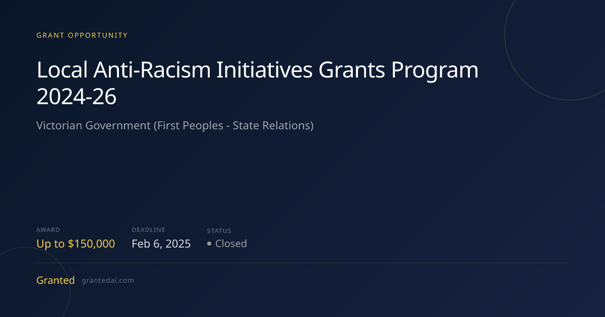 Local Anti-Racism Initiatives Grants Program 2024-26 (2025) | Granted AI