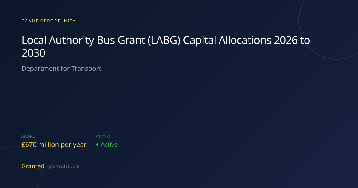 Local Authority Bus Grant (LABG) Capital Allocations 2026 to 2030 (2026 ...
