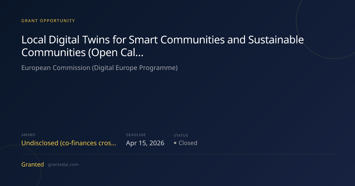 Local Digital Twins for Smart Communities and Sustainable Communities ...