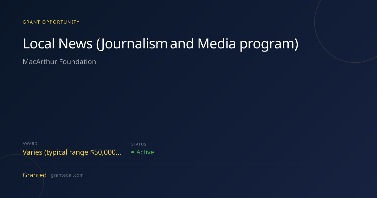 Local News (Journalism and Media program) (2026) | Granted AI