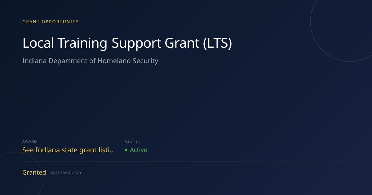 Local Training Support Grant (LTS) (2026) | Granted AI