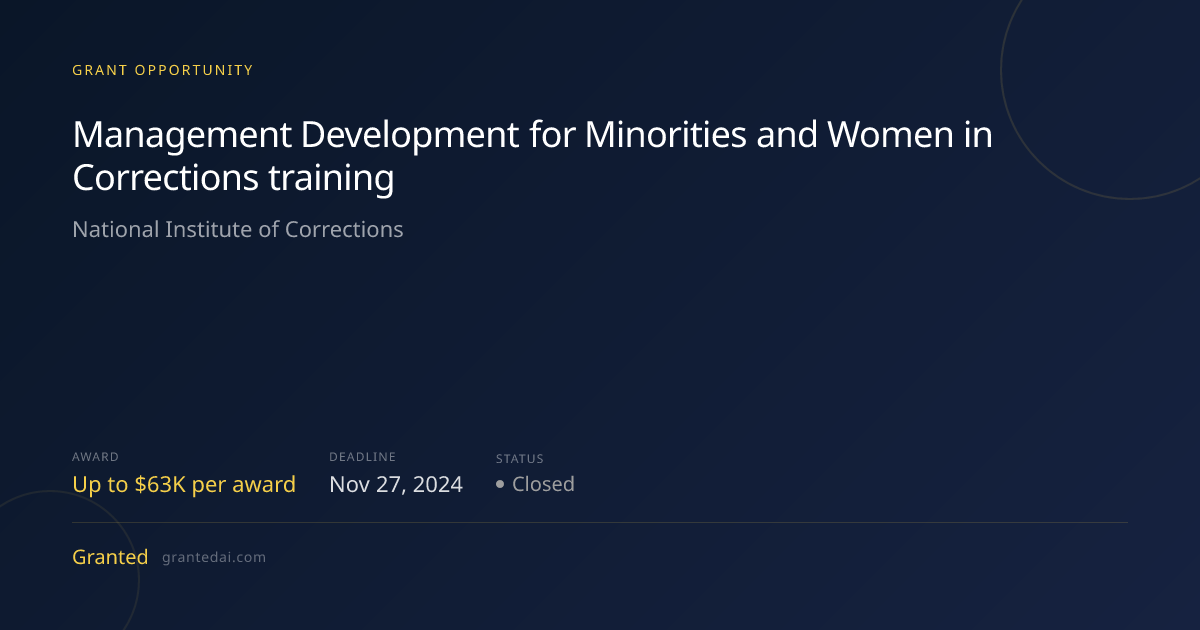 Management Development for Minorities and Women in Corrections training ...