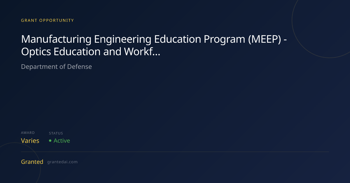 Manufacturing Engineering Education Program (MEEP) - Optics Education ...