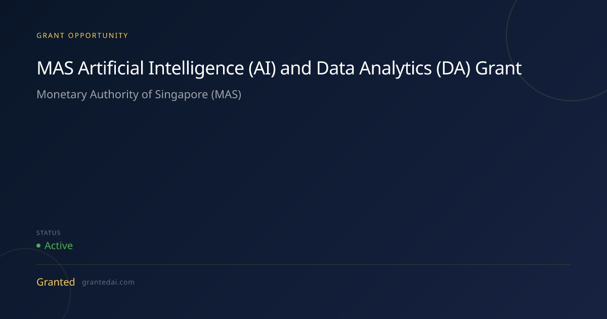 MAS Artificial Intelligence (AI) and Data Analytics (DA) Grant (2026 ...