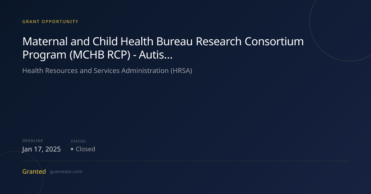 Maternal and Child Health Bureau Research Consortium Program (MCHB RCP ...