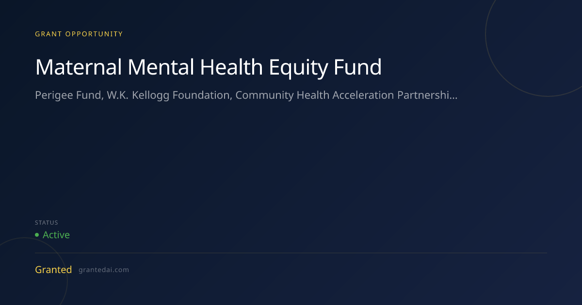 Maternal Mental Health Equity Fund (2026) | Granted AI