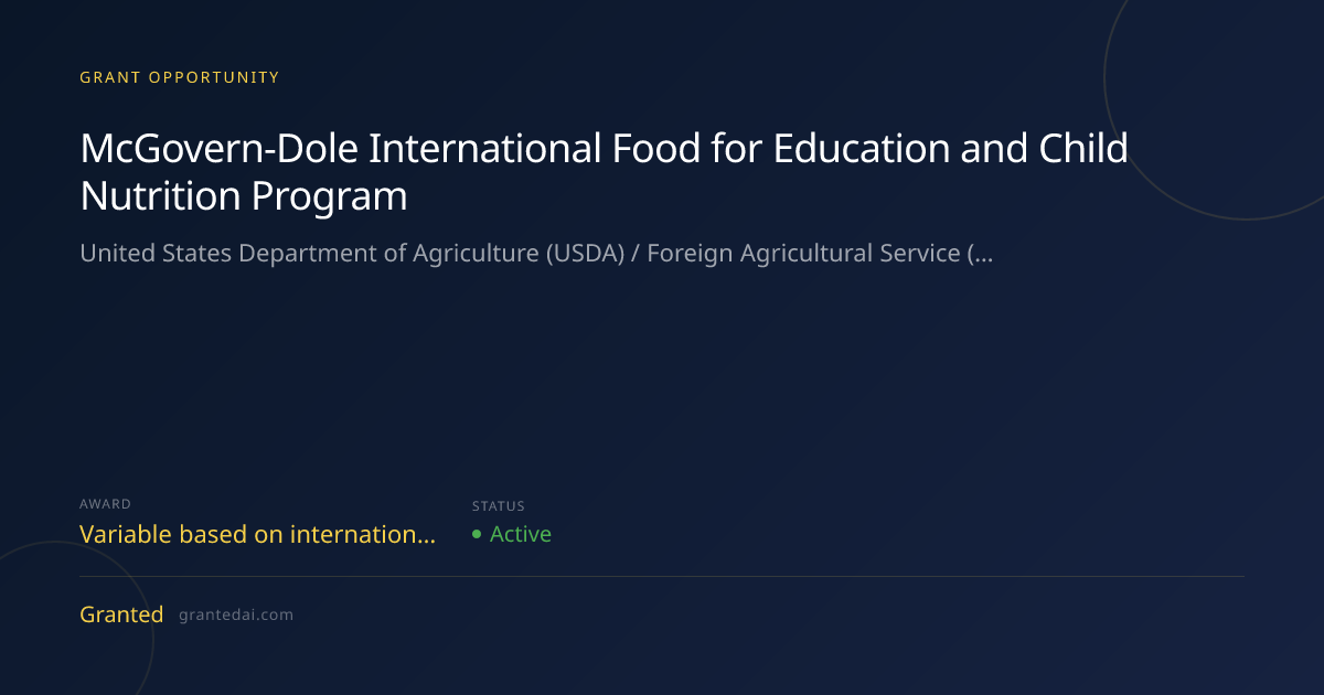 McGovern-Dole International Food for Education and Child Nutrition ...