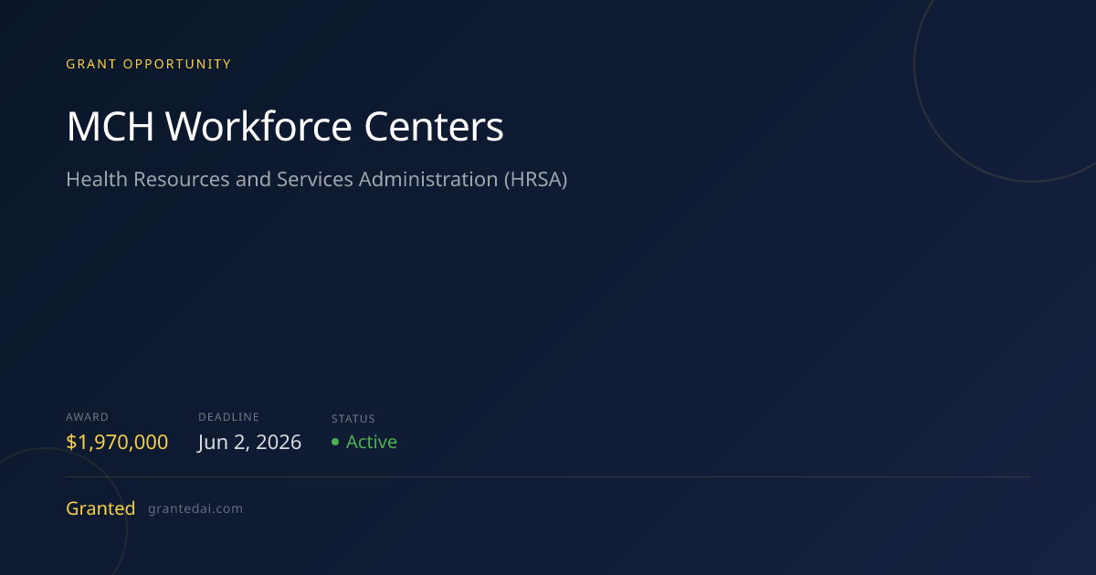 MCH Workforce Centers (2026) | Granted AI