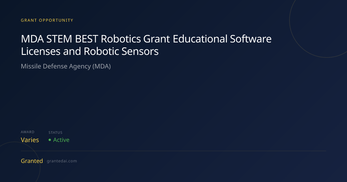 MDA STEM BEST Robotics Grant Educational Software Licenses and Robotic ...