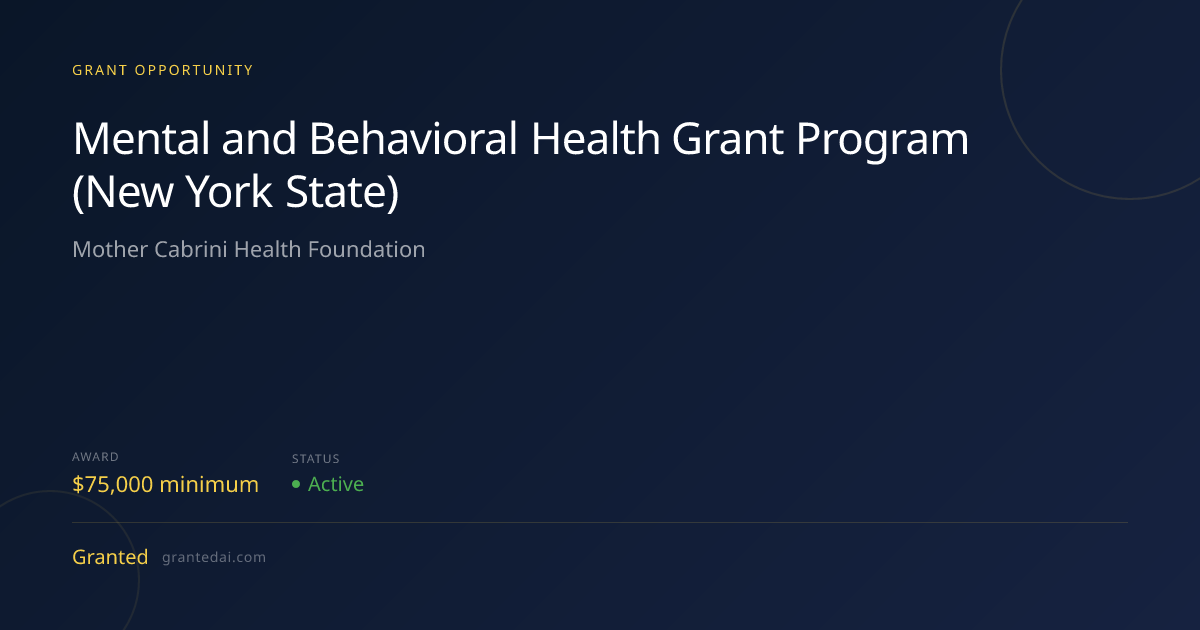 Mental and Behavioral Health Grant Program (New York State) (2026 ...