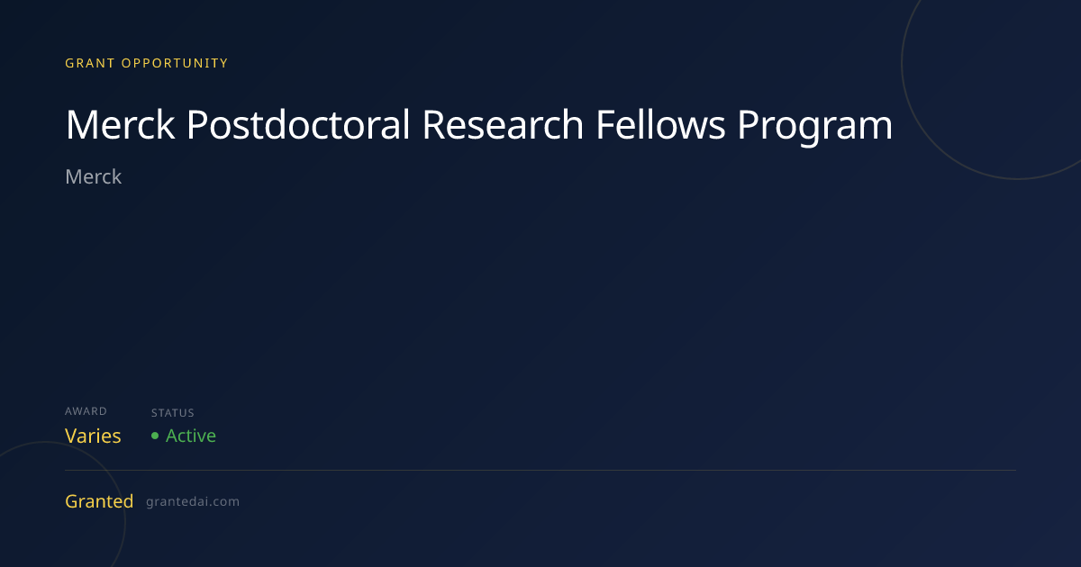 Merck Postdoctoral Research Fellows Program (2026) | Granted AI