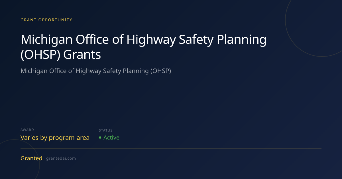 Michigan Office of Highway Safety Planning (OHSP) Grants (2026 ...