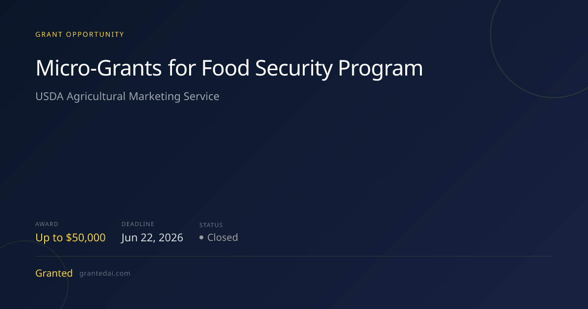 Micro-Grants for Food Security Program (2026) | Granted AI