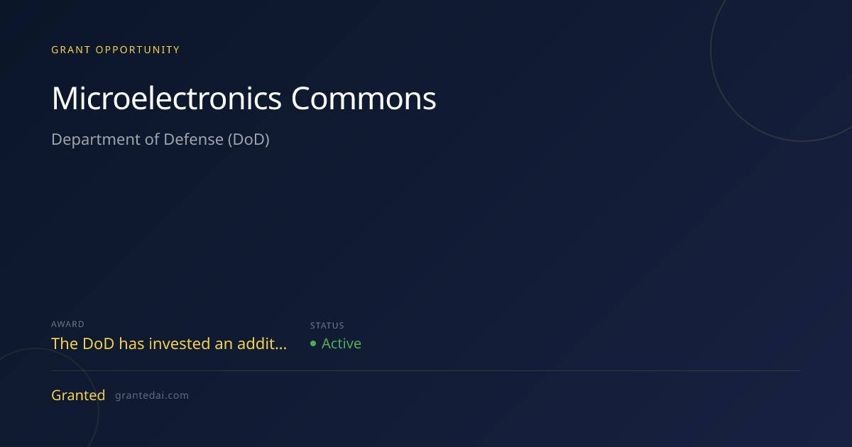 $160M for Small Businesses: Microelectronics Commons 2026 | Granted AI