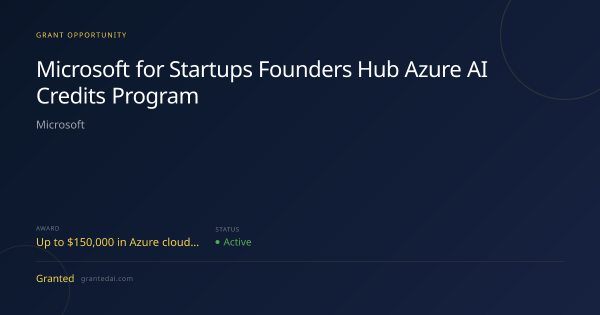 Microsoft for Startups Founders Hub Azure AI Credits Program (2026 ...