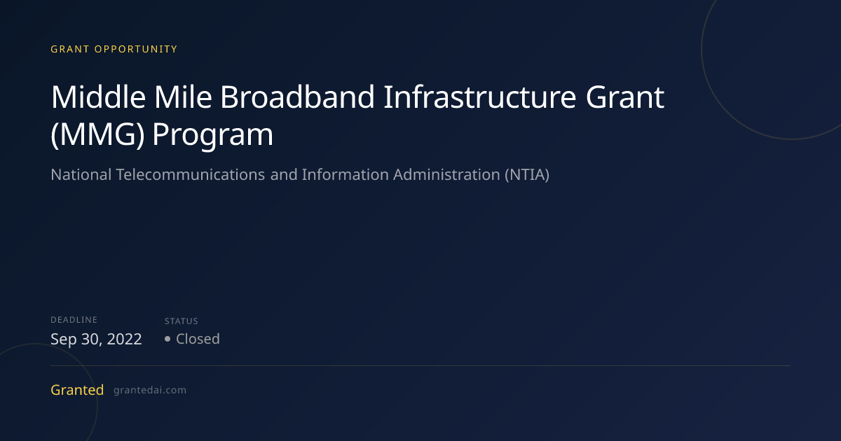 Middle Mile Broadband Infrastructure Grant (MMG) Program (2022 ...