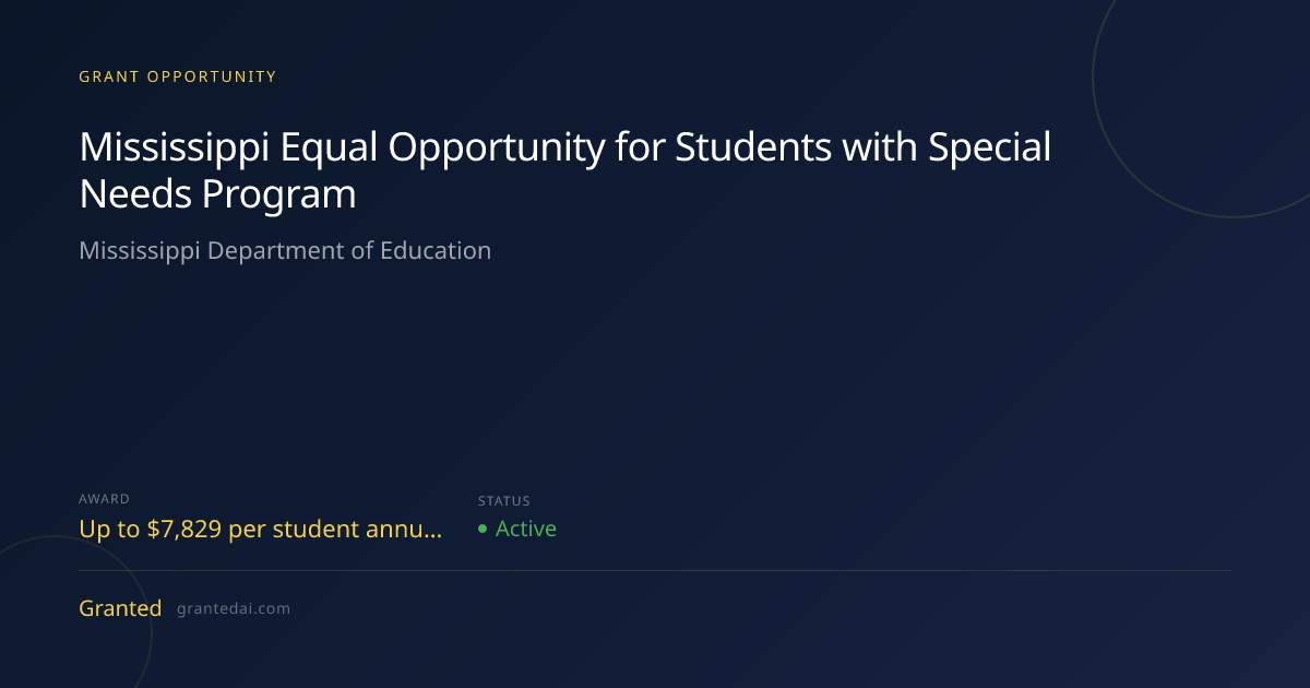Mississippi Equal Opportunity for Students with Special Needs Program ...