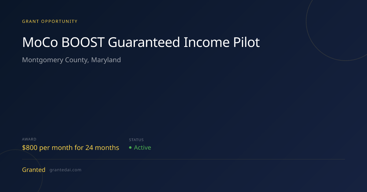 MoCo BOOST Guaranteed Income Pilot (2026) | Granted AI