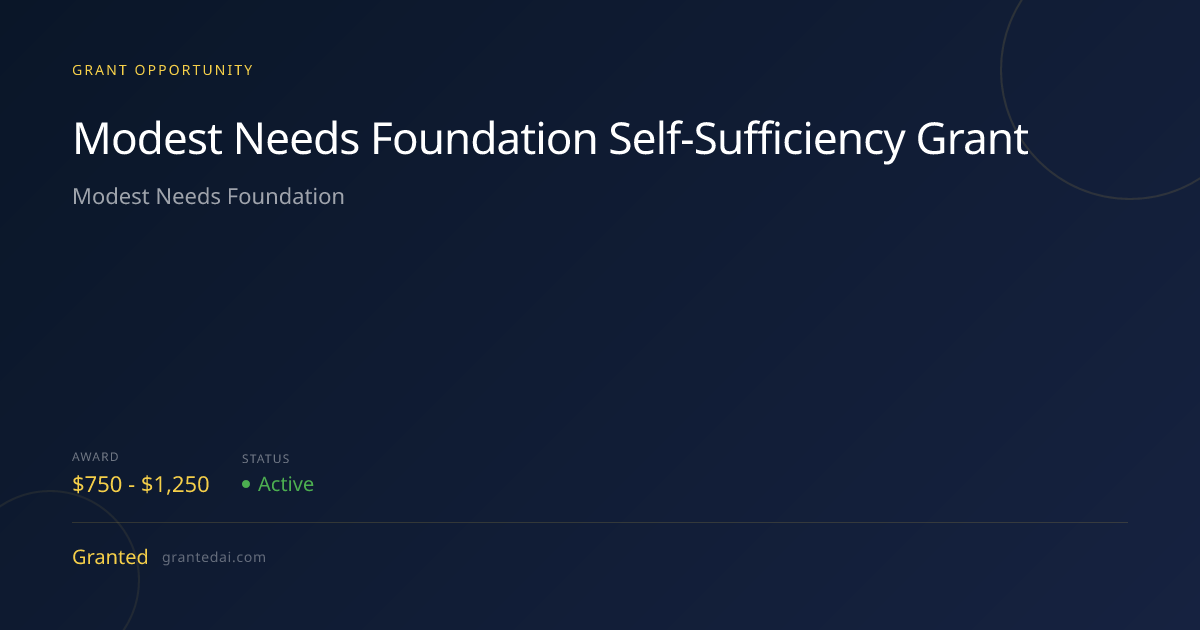 Modest Needs Foundation: Self-Sufficiency Grant (2026) | Granted AI