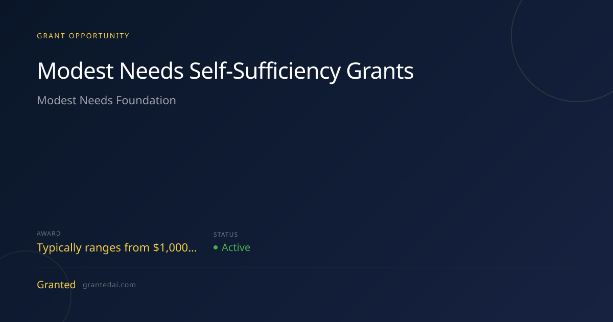 Modest Needs Self-Sufficiency Grants (2026) | Granted AI