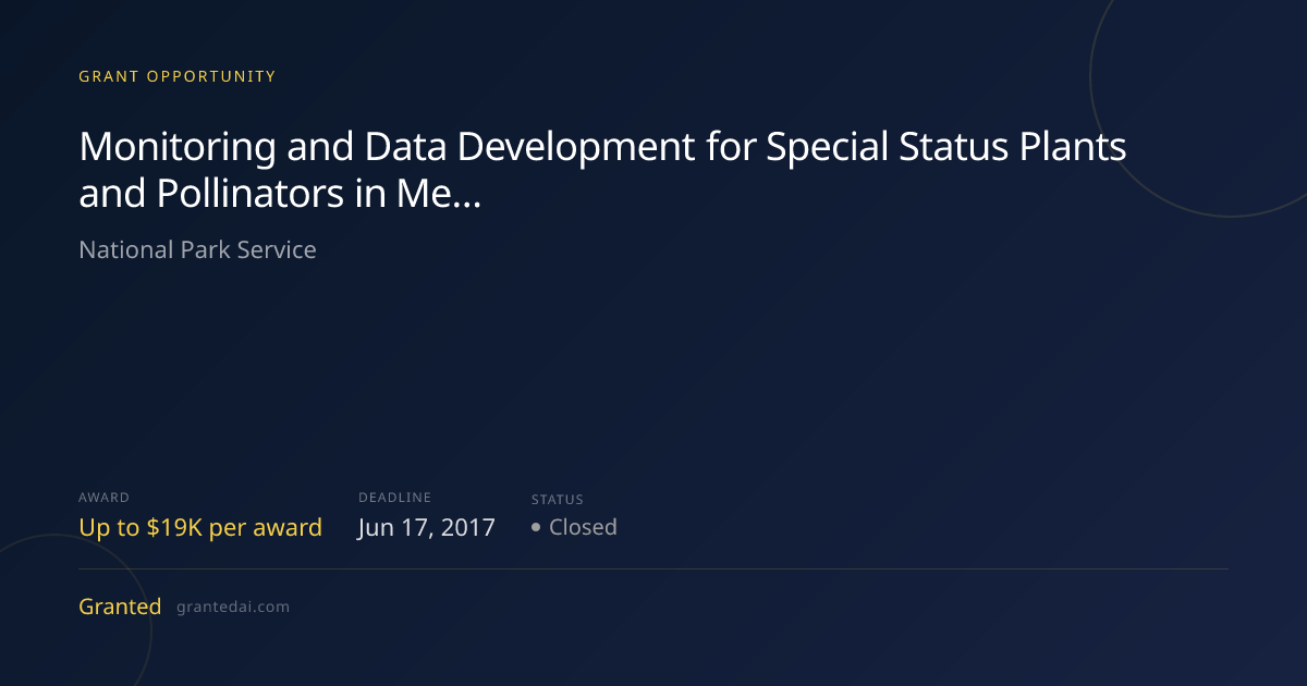 Monitoring and Data Development for Special Status Plants and ...