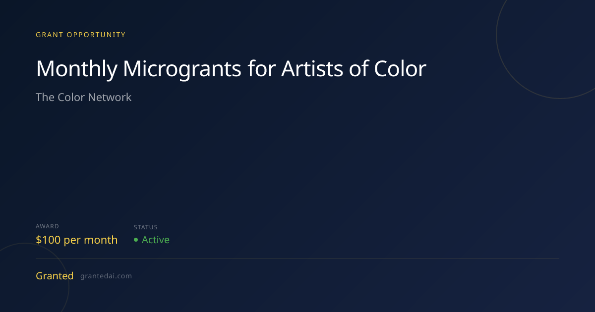 Monthly Microgrants for Artists of Color (2026) | Granted AI