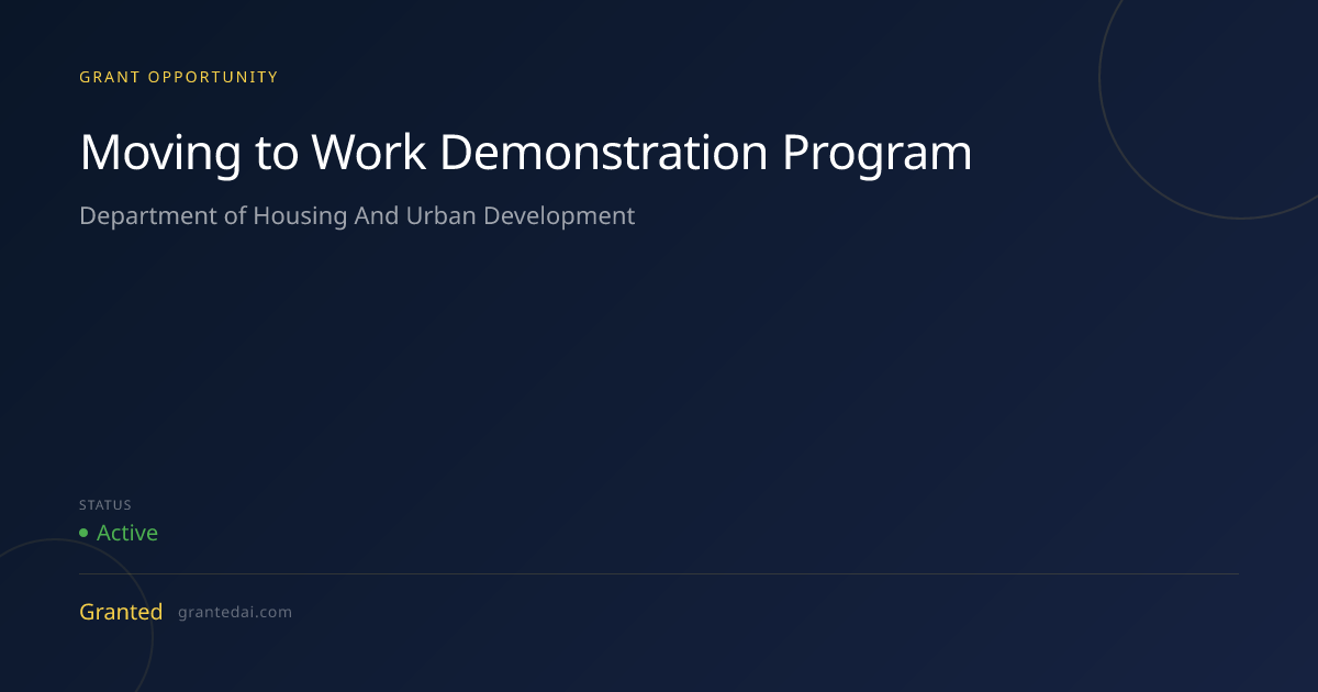 Moving to Work Demonstration Program (2026) | Granted AI