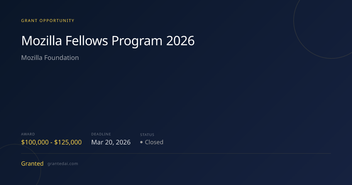 Mozilla Fellows Program 2026 (2026) | Granted AI