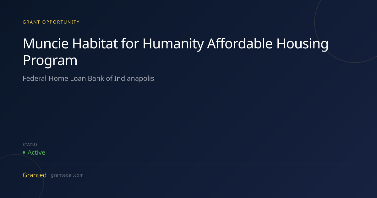 Muncie Habitat for Humanity Affordable Housing Program (2026) | Granted AI