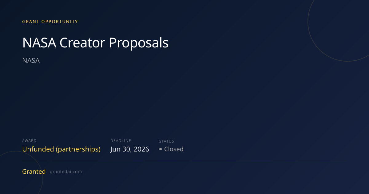 NASA Creator Proposals (2026) | Granted AI