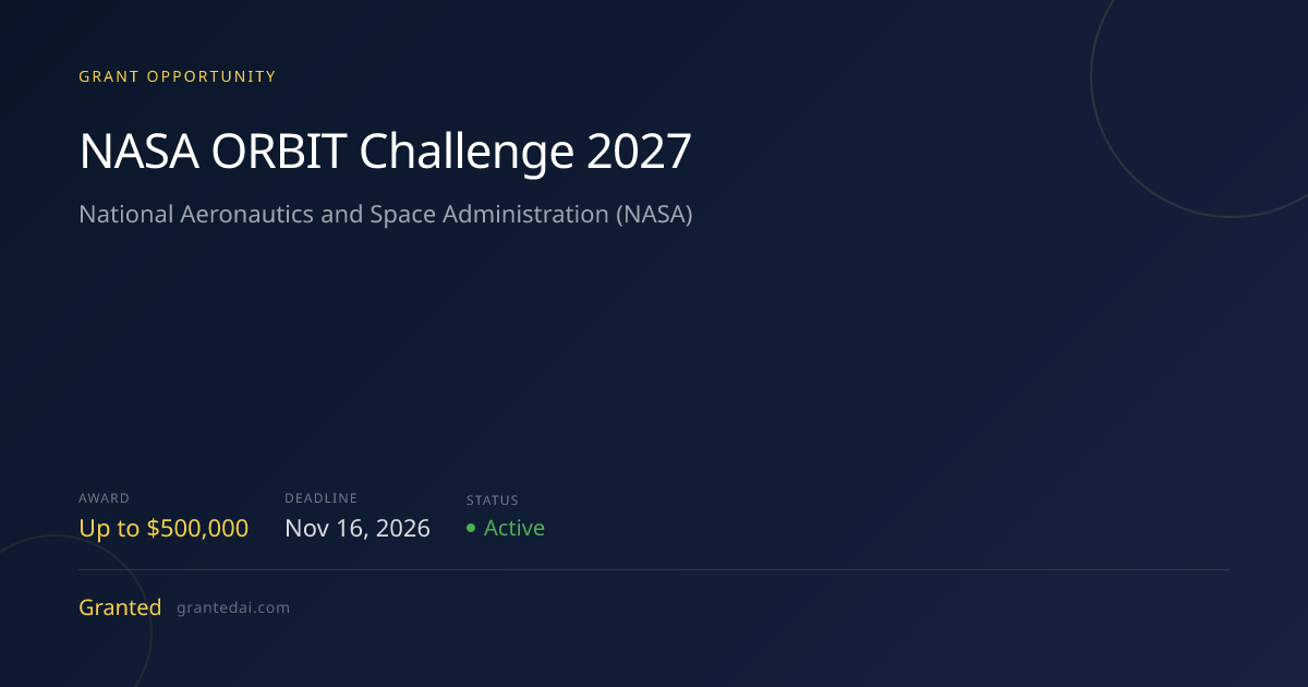NASA ORBIT Challenge 2027 (2026) | Granted AI