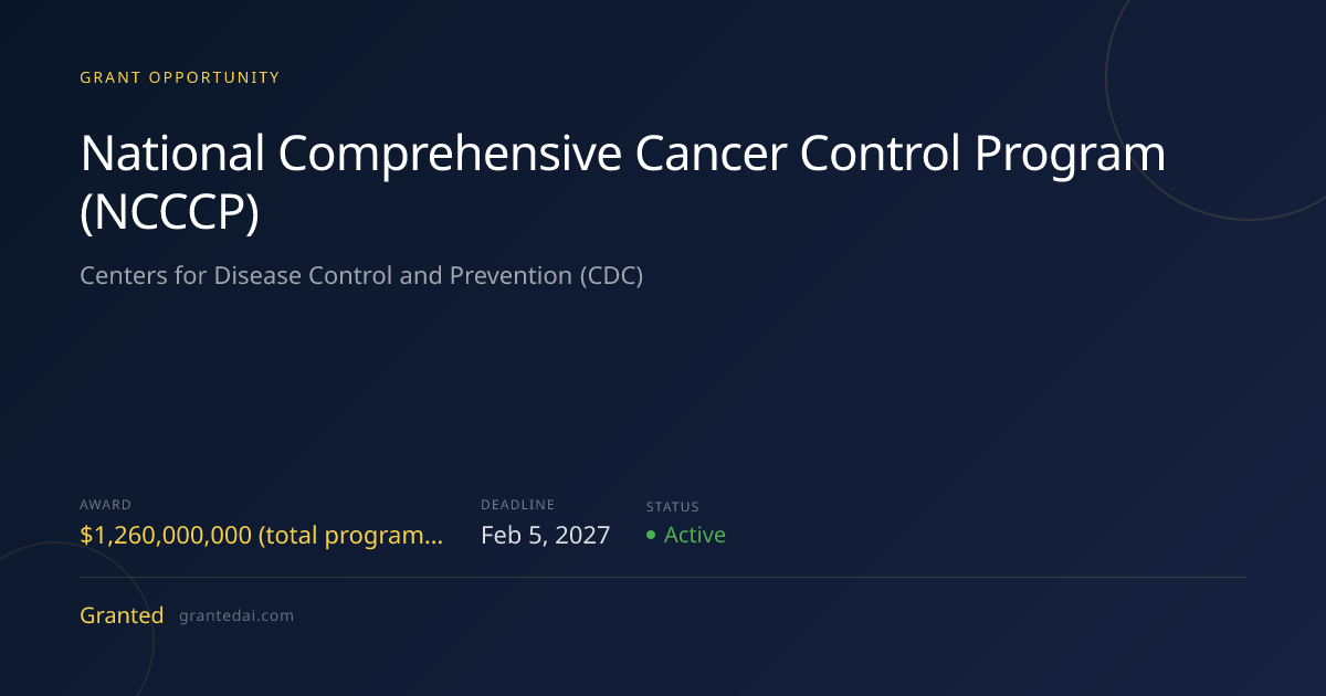 National Comprehensive Cancer Control Program (NCCCP) (2026) | Granted AI