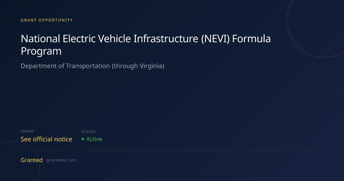 National Electric Vehicle Infrastructure (NEVI) Formula Program (2026 ...