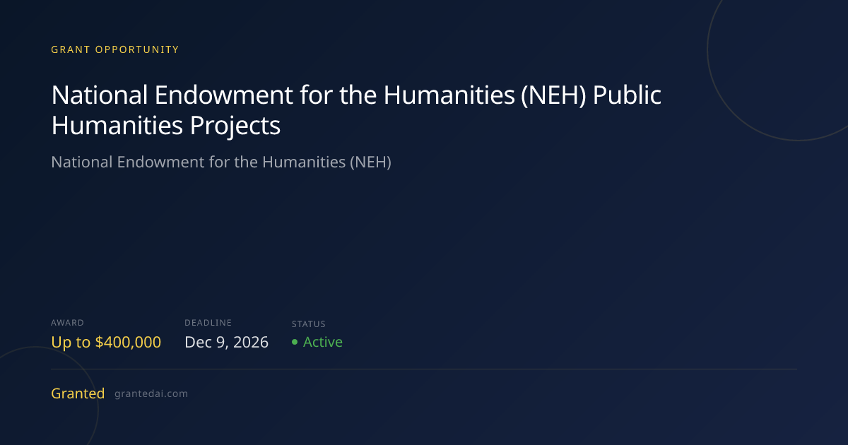 National Endowment for the Humanities (NEH) Public Humanities Projects ...