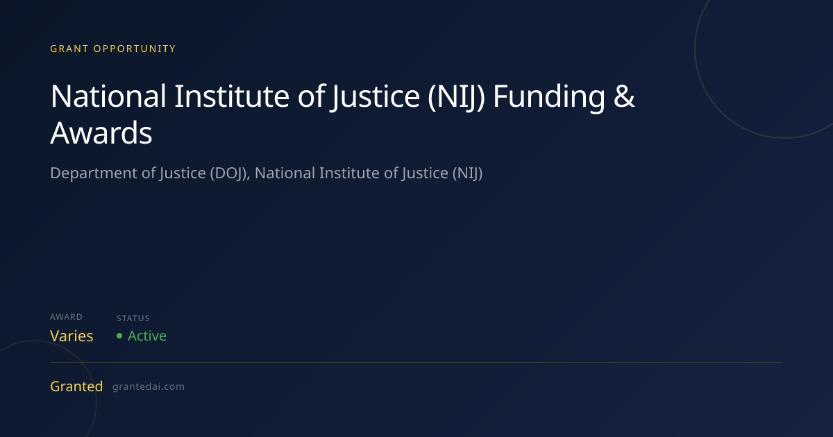 National Institute of Justice (NIJ) Funding & Awards (2026) | Granted AI