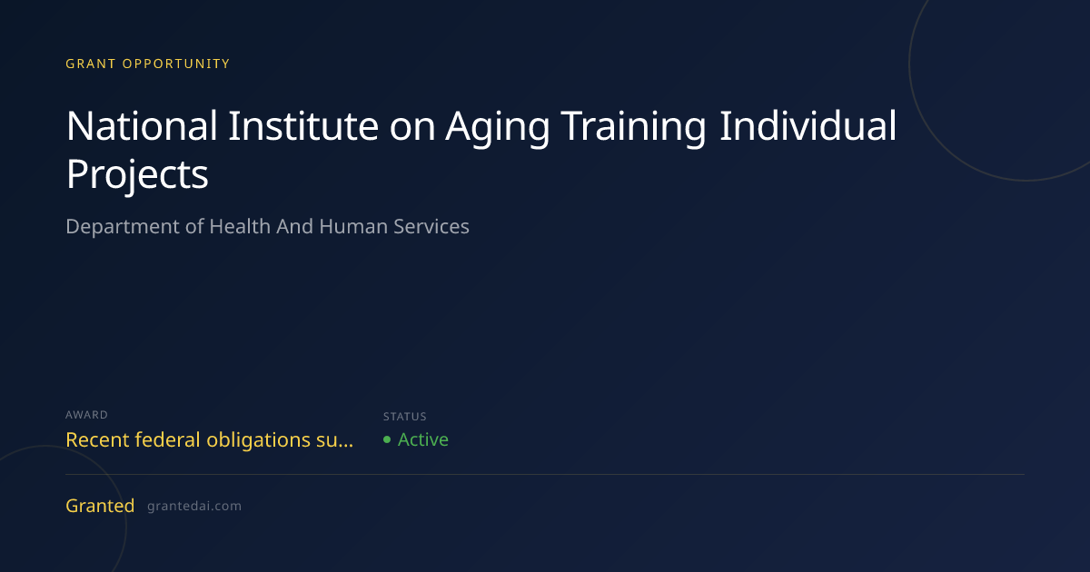 National Institute on Aging Training Individual Projects (2026 ...