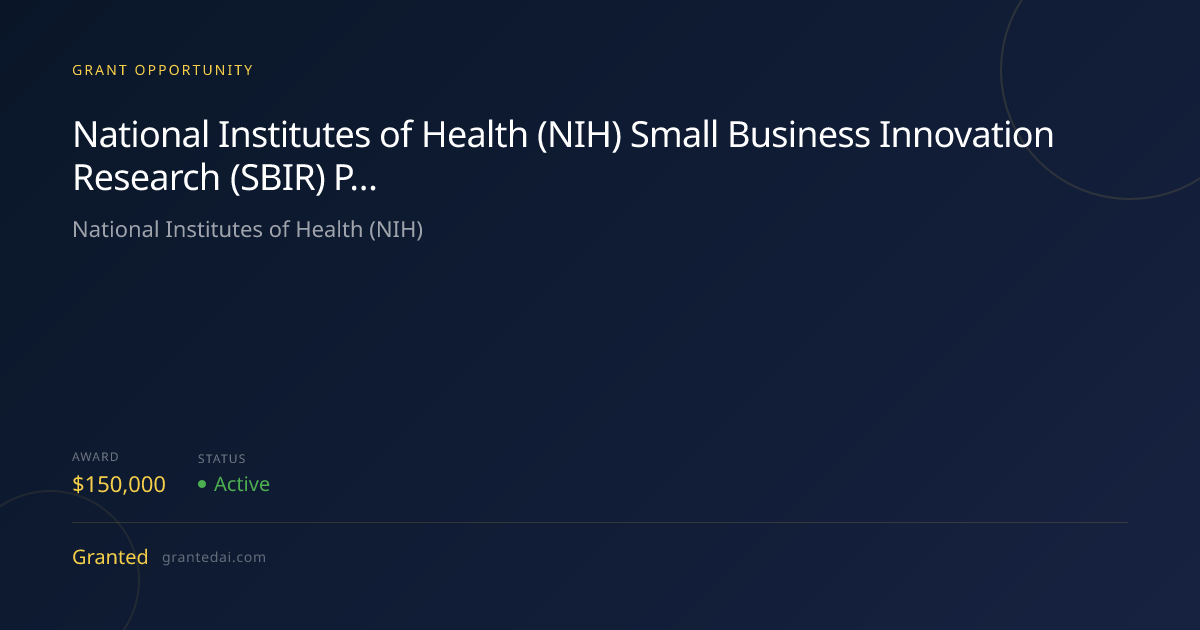 National Institutes of Health (NIH) Small Business Innovation Research ...