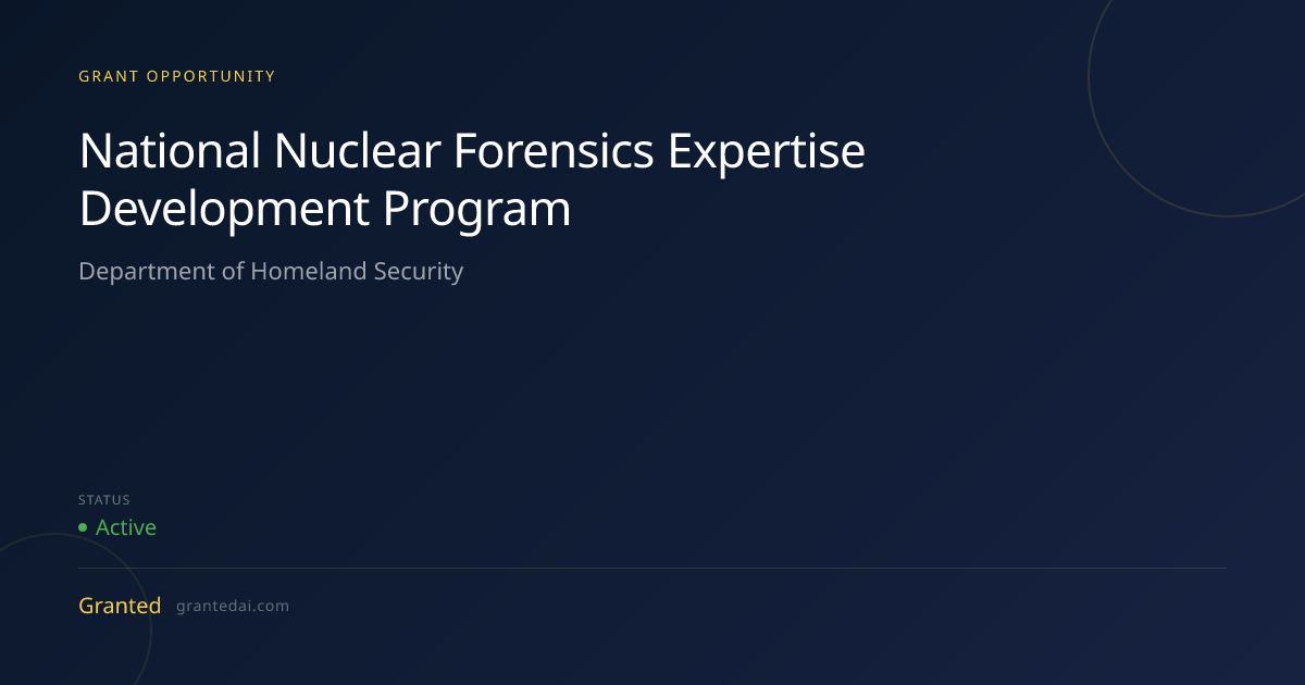 National Nuclear Forensics Expertise Development Program (2026 ...