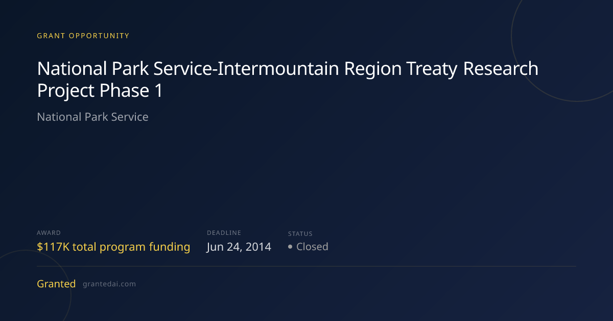 National Park Service-Intermountain Region Treaty Research Project ...