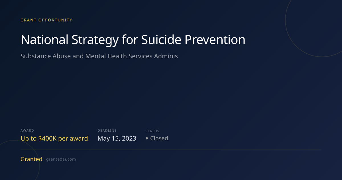 National Strategy for Suicide Prevention (2023) | Granted AI