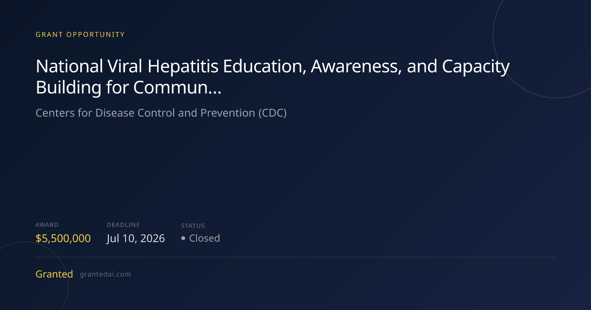 National Viral Hepatitis Education, Awareness, and Capacity Building ...